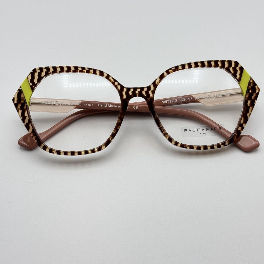 Face a Face Eyeglasses Frame WITTY 2 6300 Checkered Tortoise Handmade 53-17-140